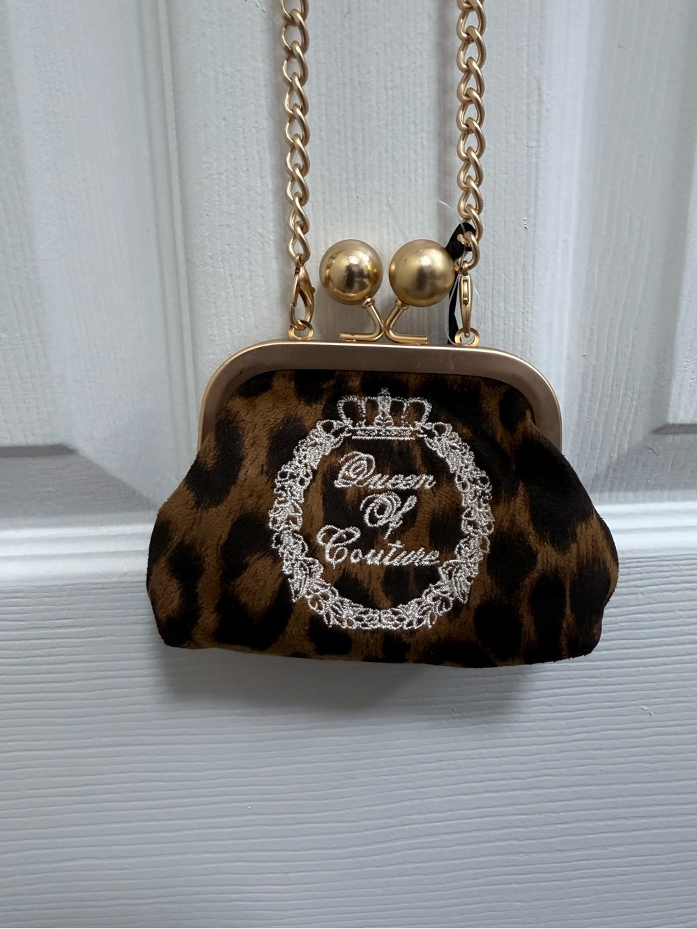 NWT Juicy Couture Queen of Couture Kiss-Lock Coin Purse in Natural Leopard 🐆